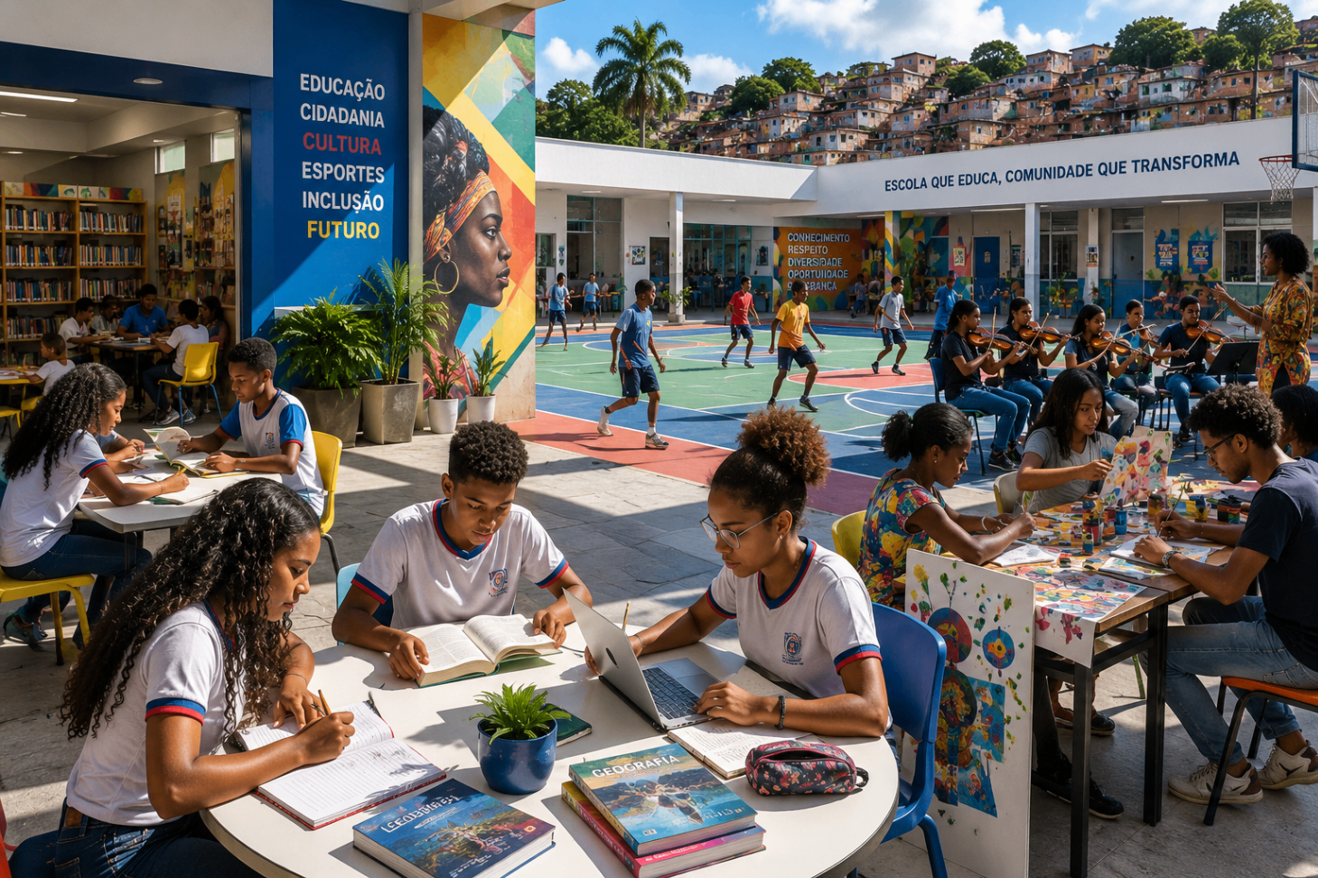 Escola, comunidade e cultura como defesa da identidade.